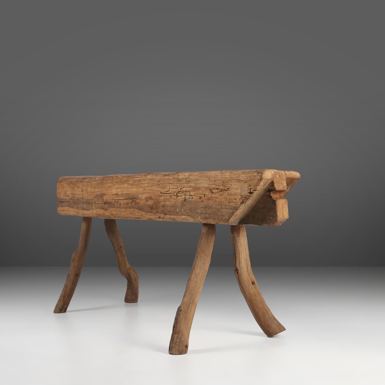 Rustic Tree Trunk Bench, France, 1850s-img